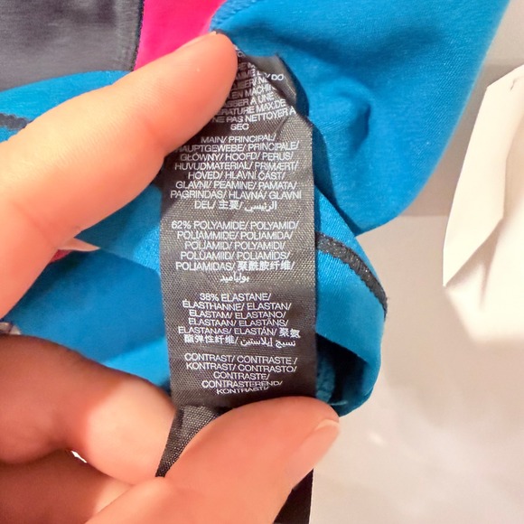 SWEATY BETTY Sports Bra‎ Crop Top Size L Black Pink Blue Athletic Workout NEW - Picture 6 of 8